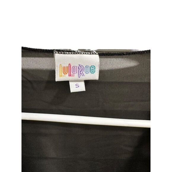 🍒 2/$20 🍒 Lularoe Black Sheer Fringe Kimono Cardigan Open Front Size S - Picture 4 of 5